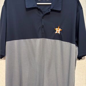 Antigua Two-Tone Houston Astros Polo in Navy and Light Gray